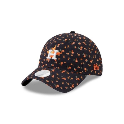 Blue Houston Astros Hat - New Era MLB Floral 9TWENTY Adjustable Caps USA2847306